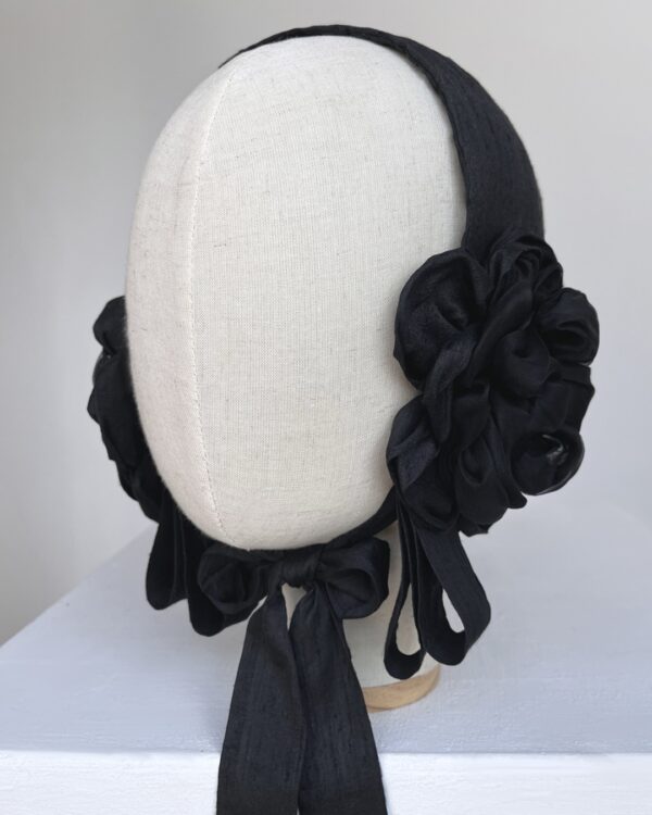 Silk Black Rosette Bonnet